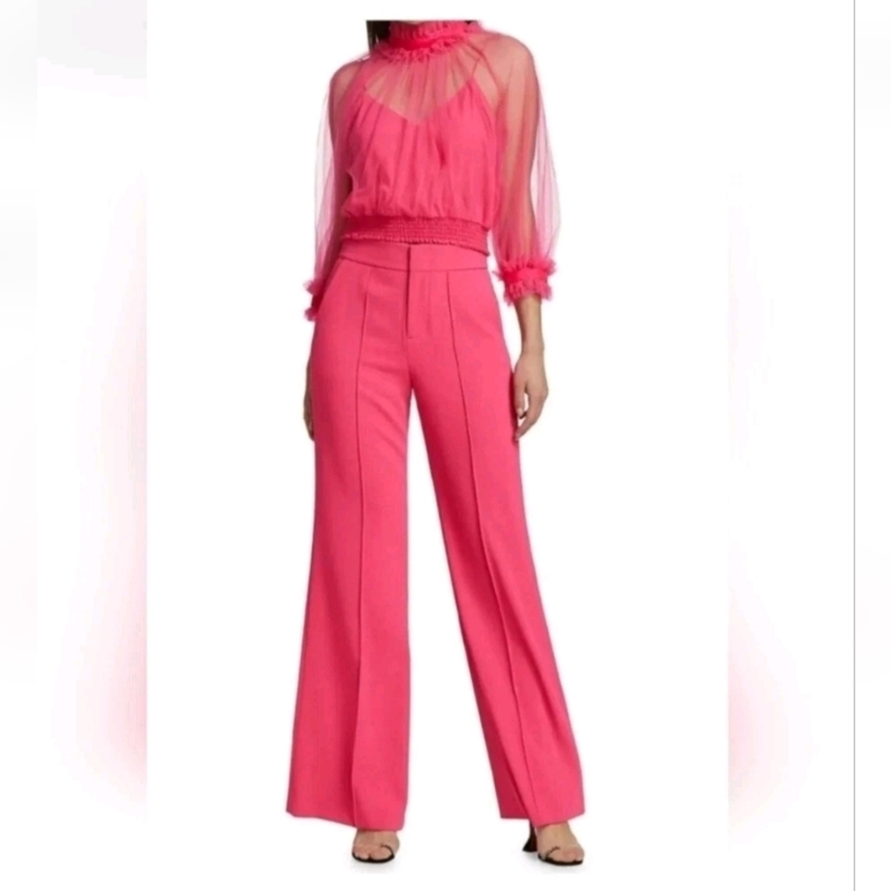 Alice + Olivia Alexia Ruffled Sheer Blouse in Pink Size  XS /S NWOT - Picture 7 of 13